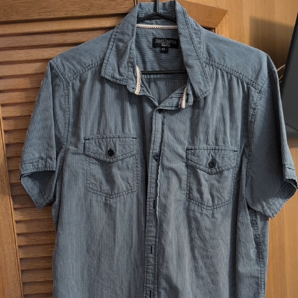 Just Jeans Blue Striped Casual Button Down Shirt